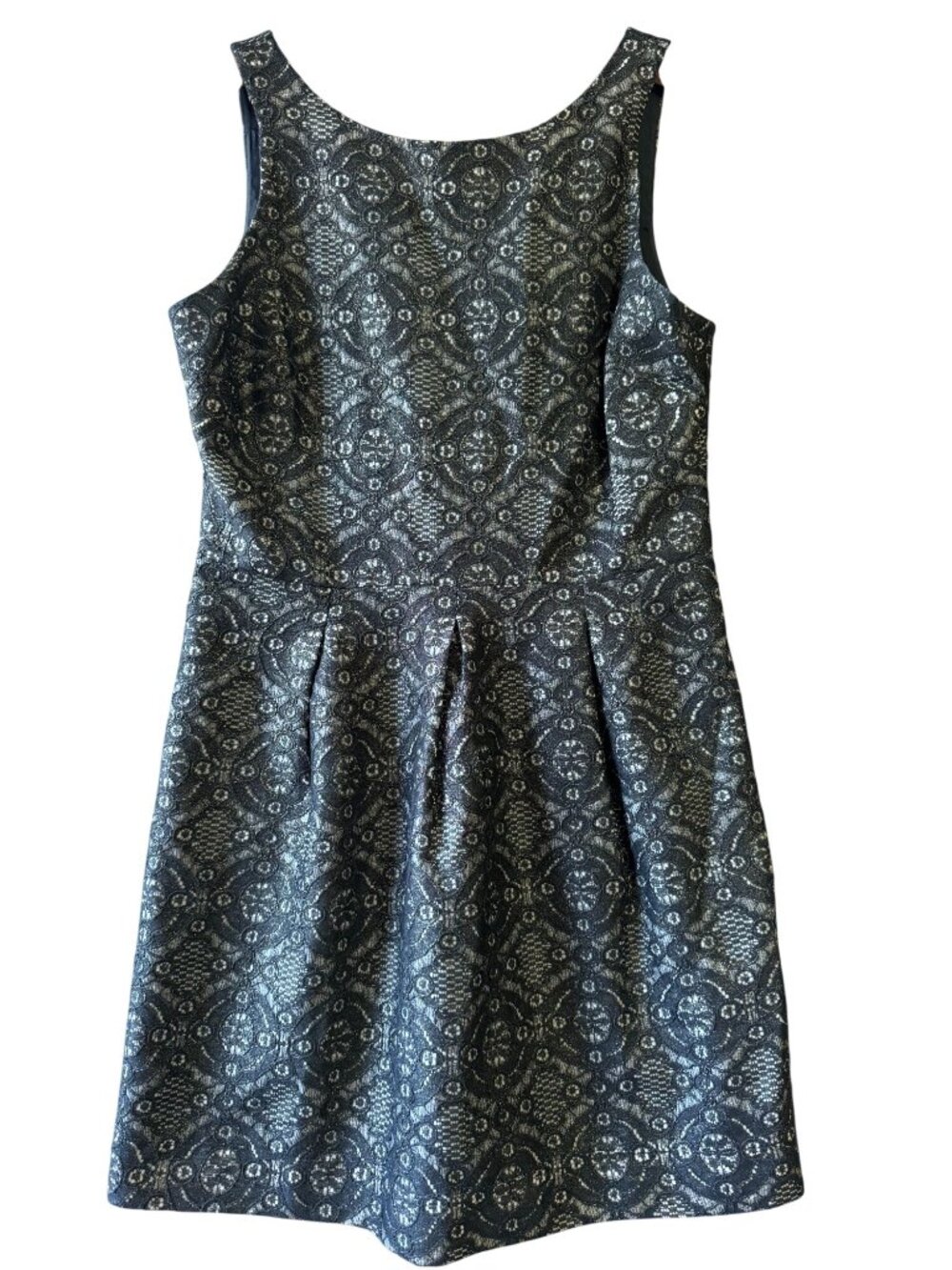 Banana Republic Sleeveless Black Lace Dress Size 12 Gold Shimmer